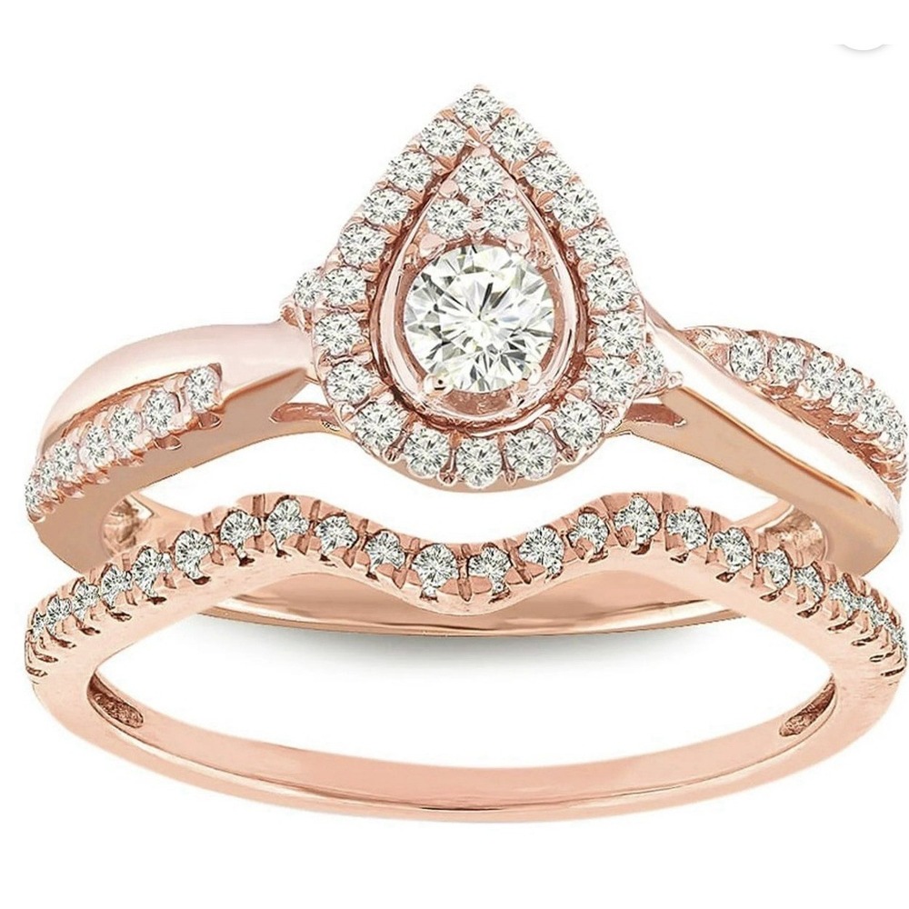 10K Rose Gold 1/2 CTTW Diamond Bridal Ring Brilliance Fine Jewelry Forever Bride - Picture 3 of 10